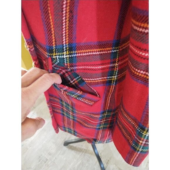VTG Y2K Venus Dbl Breasted Wool Blend Red Tartan Peacoat Sz 4 Classic Scottish - Picture 2 of 8